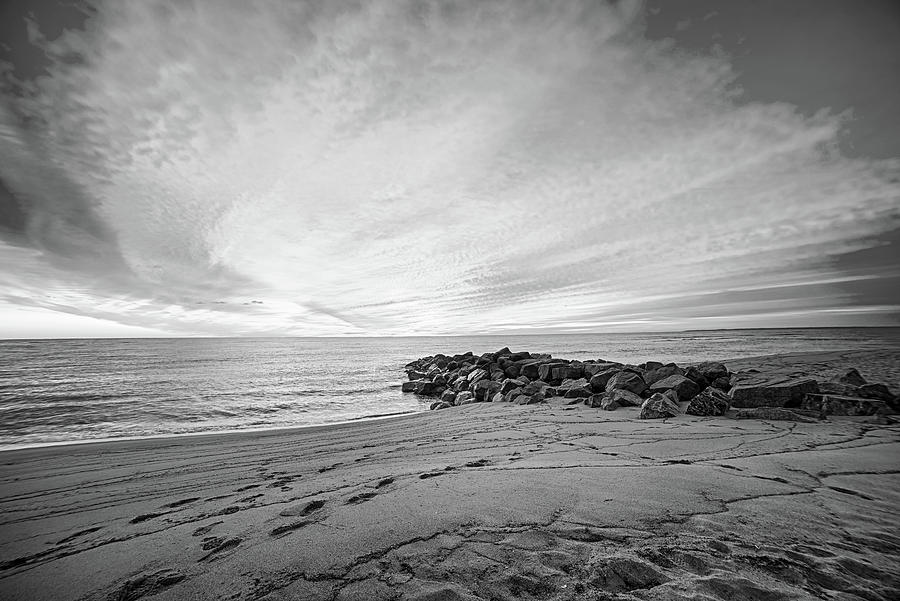 Sunrise on Plum Island Newburyport MA Black and White Photograph by Toby McGuire