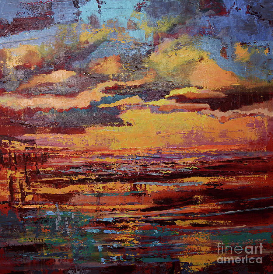 Sunrise on the beach  Painting by Julianne Felton