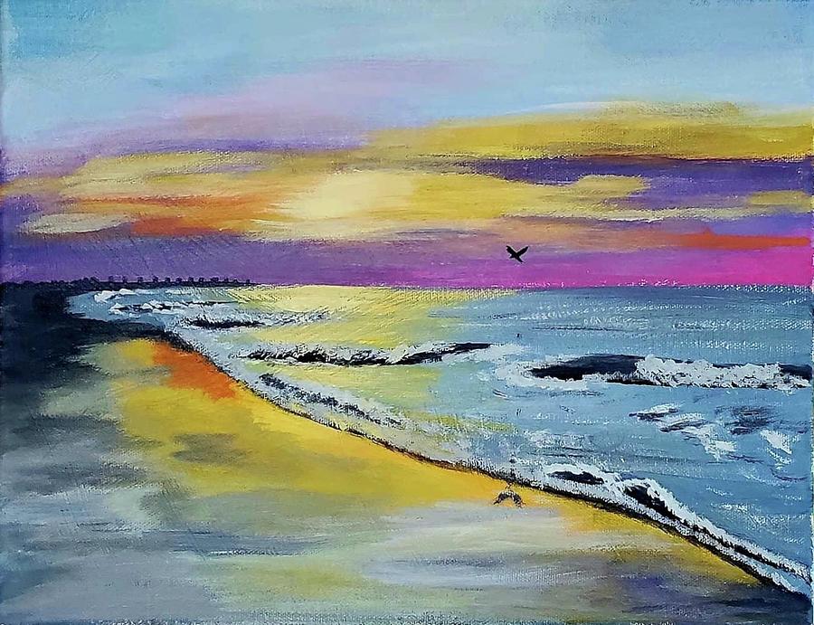 Sunrise on the Beach  Painting by Amy Kuenzie