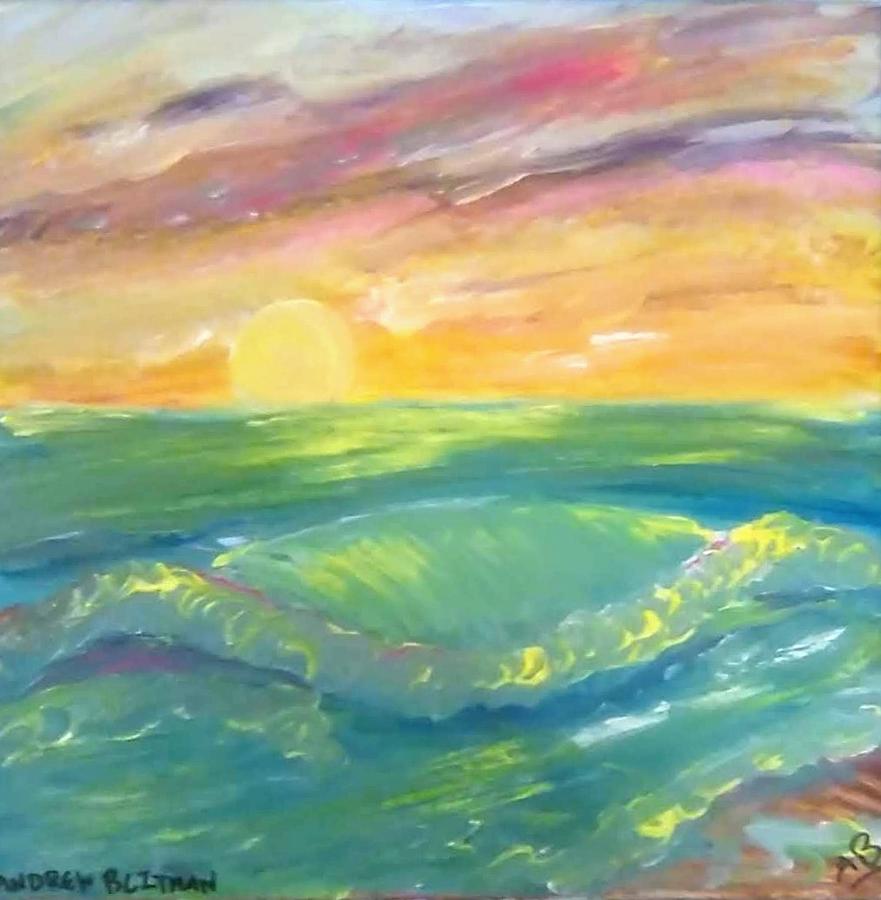 Sunrise on the Beach Painting by Andrew Blitman