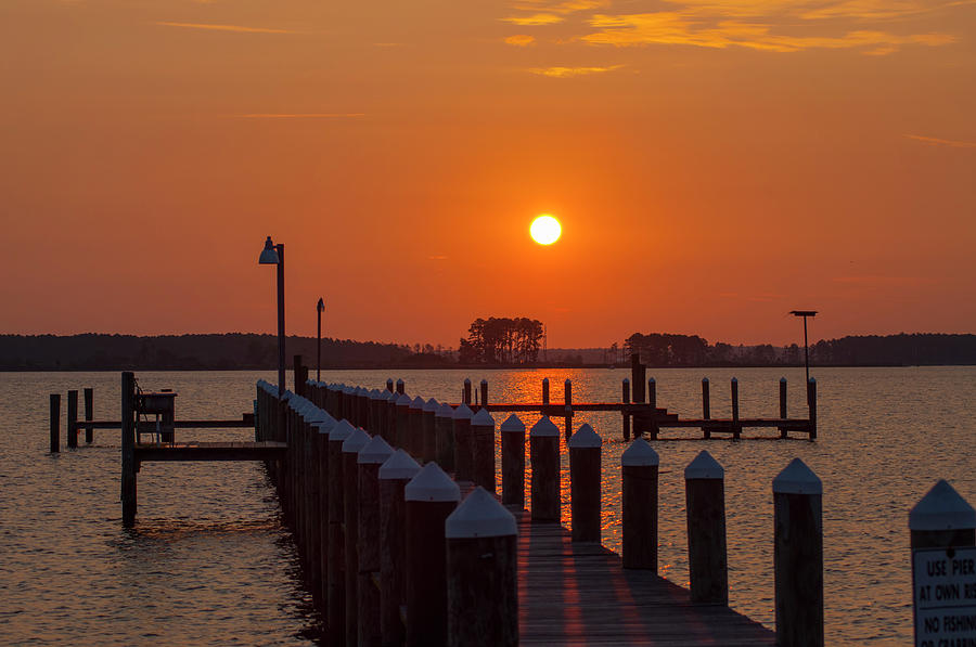 Sunrise on the Dock at Piney Point Maryland Photograph by Bill Cannon