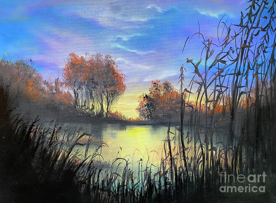 Sunrise on the lake Painting by Sharron Knight