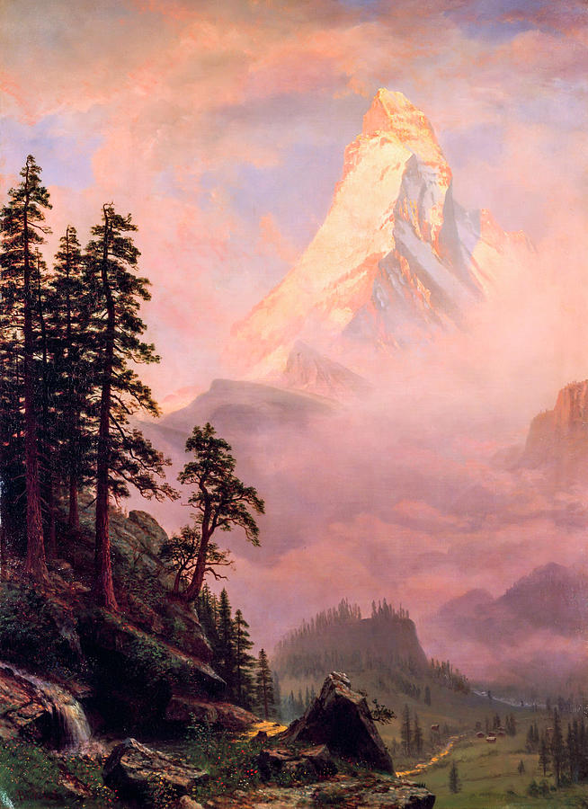 Sunrise on the Matterhorn by Albert Bierstadt Painting by Albert ...