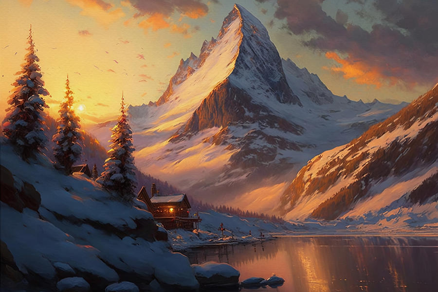 Sunrise on the Matterhorn Digital Art by Kai Saarto