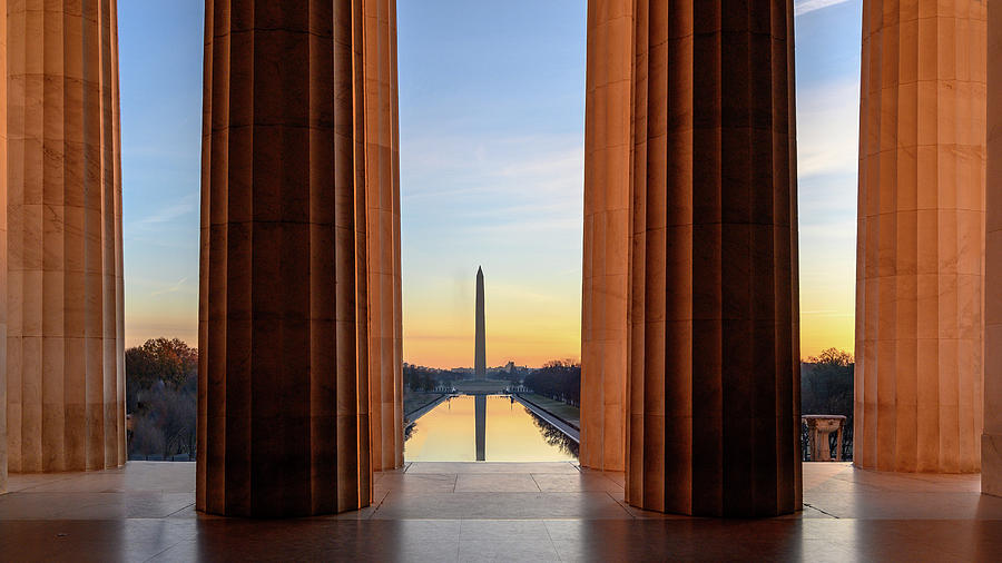 Sunrise on the National Mall Photograph by Robert Miller