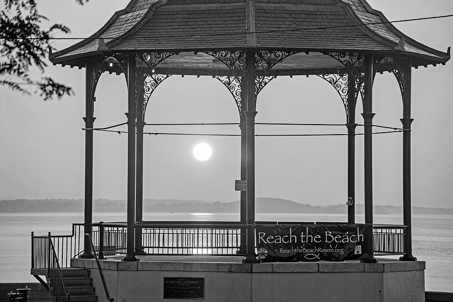Sunrise on the Revere Beach Bandstand Revere MA Black and White Photograph by Toby McGuire