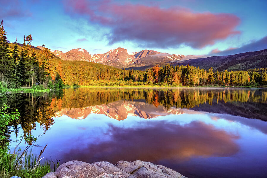 Sunrise On The Rocky Mountains At Sprague Lake Photograph by Gregory Ballos