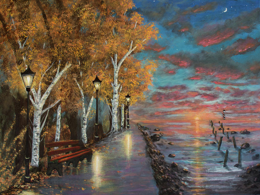 Sunrise On The Water Painting by Ken Figurski