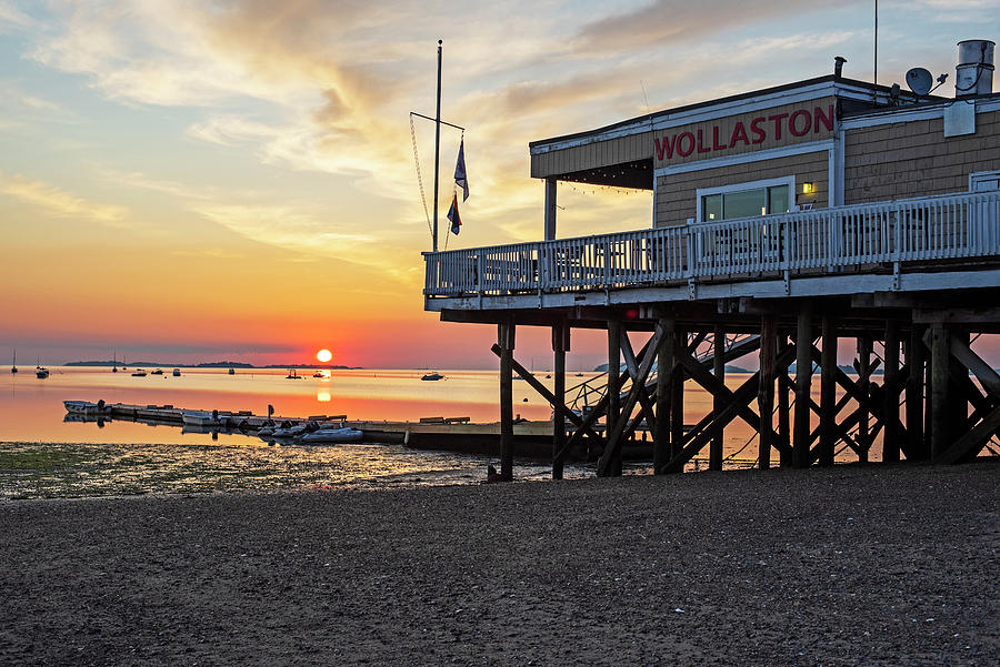 Sunrise on Wollaston Beach Quincy Massachusetts Yacht Club Photograph by Toby McGuire