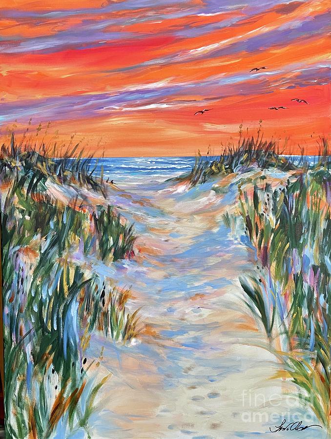 Sunrise Orange Painting by Linda Olsen