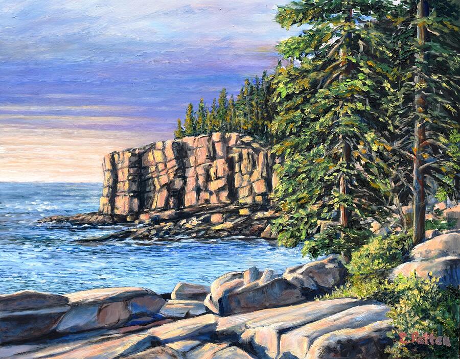 Sunrise Otter Cliff, Acadia Painting by Eileen Patten Oliver