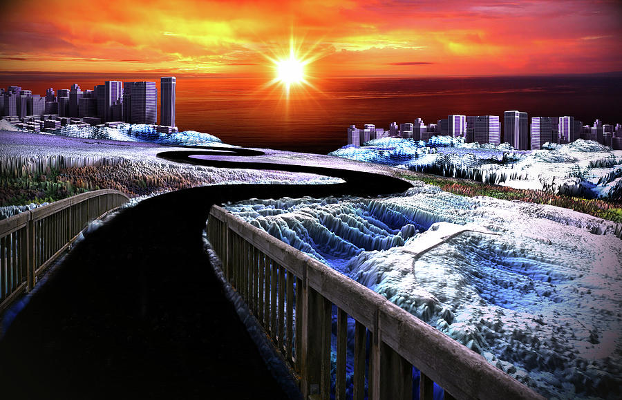Sunrise Over Adventure City Digital Art by Artful Oasis