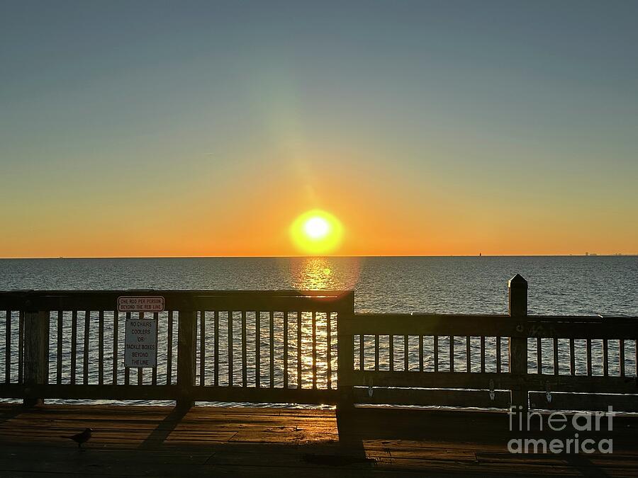 Sunset Over Calm Sea Photograph - Sunrise Over Calm Sea by Catherine Wilson