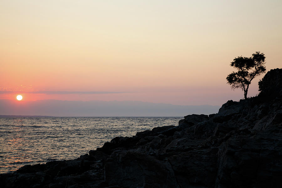 Sunrise over Cunski coastline, Losinj Island, Croatia Photograph by Ian Middleton