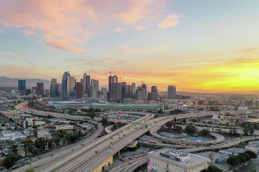 Sunrise Over Downtown Los Angeles Photograph