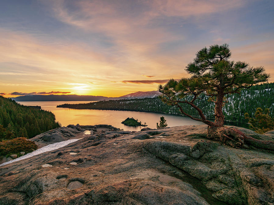 Sunrise over Emerald Bay on Lake Tahoe California Photograph by Steven Heap