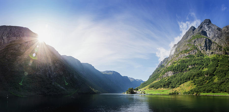 Sunrise over Fjord Village - Wide Panorama Photograph by Nicklas Gustafsson