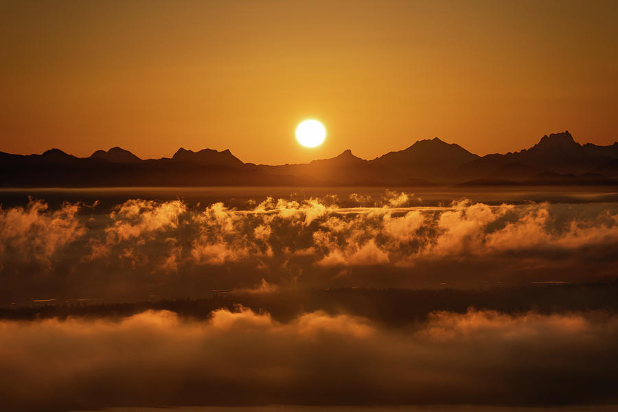 Sunrise over Fog Photograph by Gary Skiff
