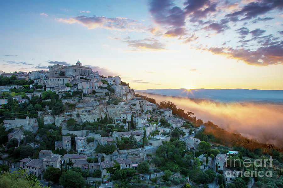 Sunrise over Gordes - Provence France Photograph by Brian Jannsen