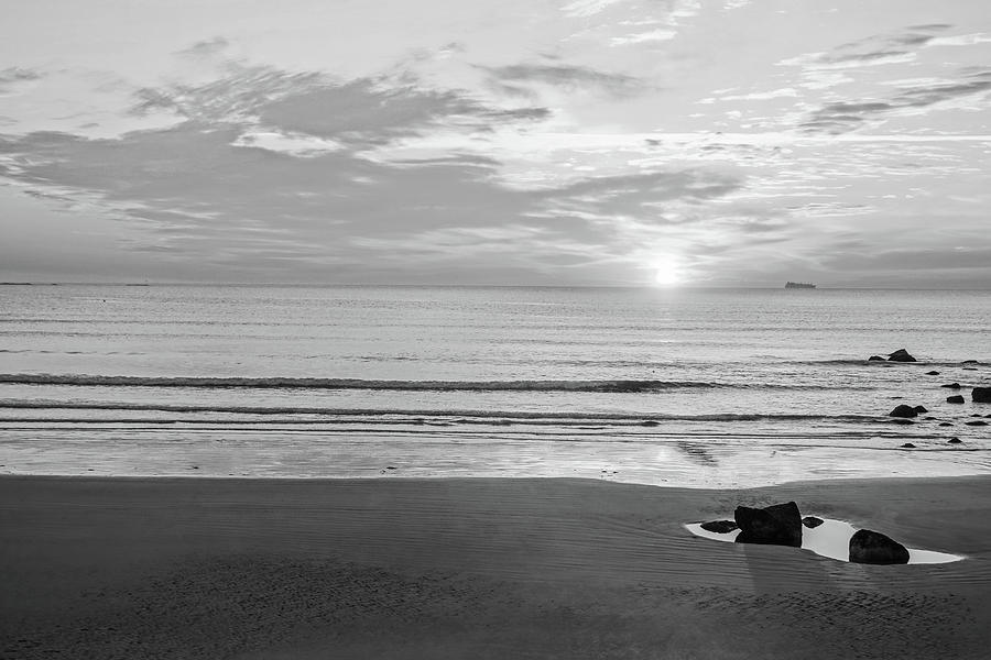 Sunrise over Kings Beach Lynn Shore Drive Black and White Photograph by Toby McGuire