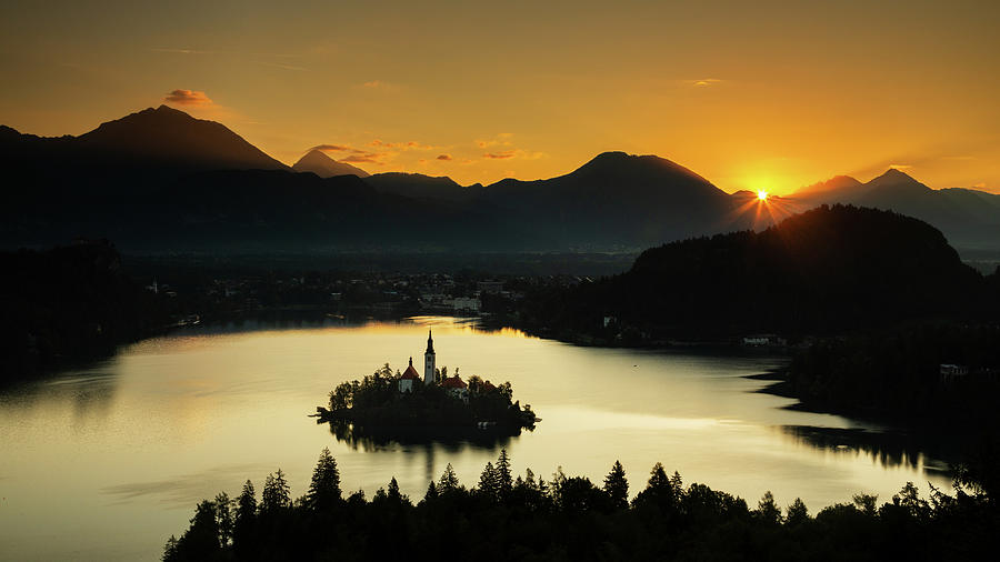 Sunrise over Lake Bled from Ojstrica Photograph by Ian Middleton