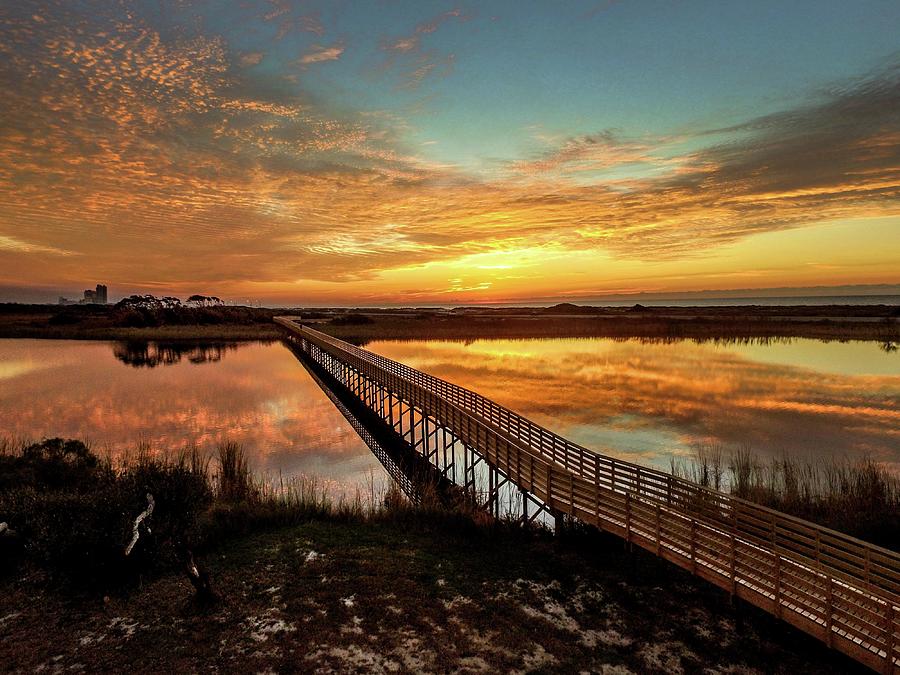 Sunrise Over Lake Shelby Walkway Photograph by Michael Thomas