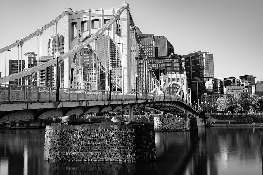 Sunrise Over Pittsburgh And Clemente Bridge In Black And White Photograph by Gregory Ballos Sunrise Over Pittsburgh And Clemente Bridge In Black And White Photograph by Gregory Ballos