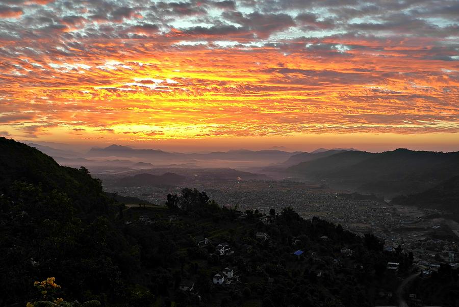 Pokhara Photograph - Sunrise over Pokhara, Nepal by Juliette Cunliffe