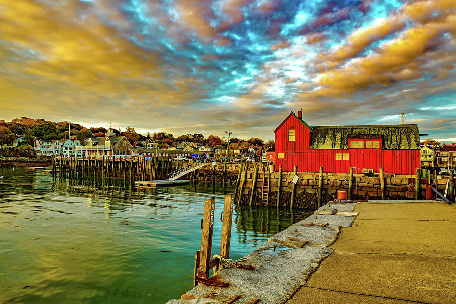 Sunrise Over Rockport and The Red Motif #1 Fishing Shack Photograph by Gregory Ballos