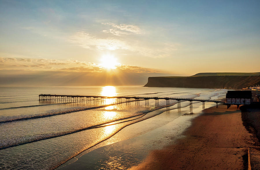 Sunrise over Saltburn Pier Photograph by Tim Hill - Fine Art America