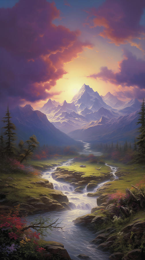  Sunrise Over Star Ridge Valley Painting by Greg Collins