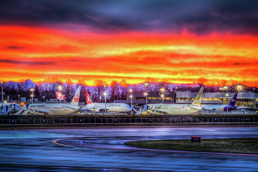 Sunrise Over the Boeing Flight Line Photograph by Spencer McDonald