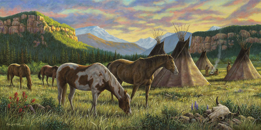Horse Painting - Sunrise Over the Canyon by Kim Lockman