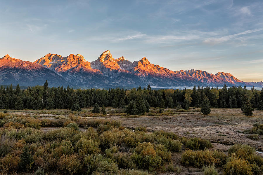 Sunrise over the Grand Tetons from Blacktail Ponds Overlook, No. 2 Photograph by Belinda Greb