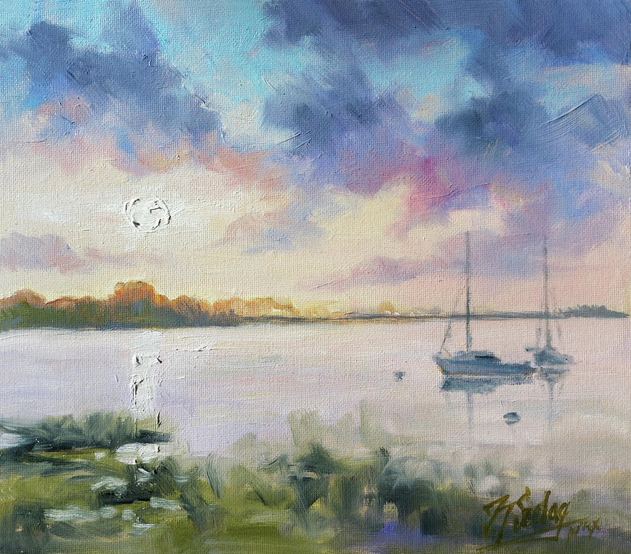 Sunrise - Over the lake Painting by Irek Szelag