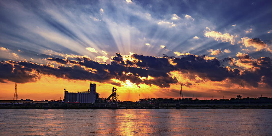 Saint Louis Photograph - Sunrise over the Mississippi River Panorama by Gregory Ballos