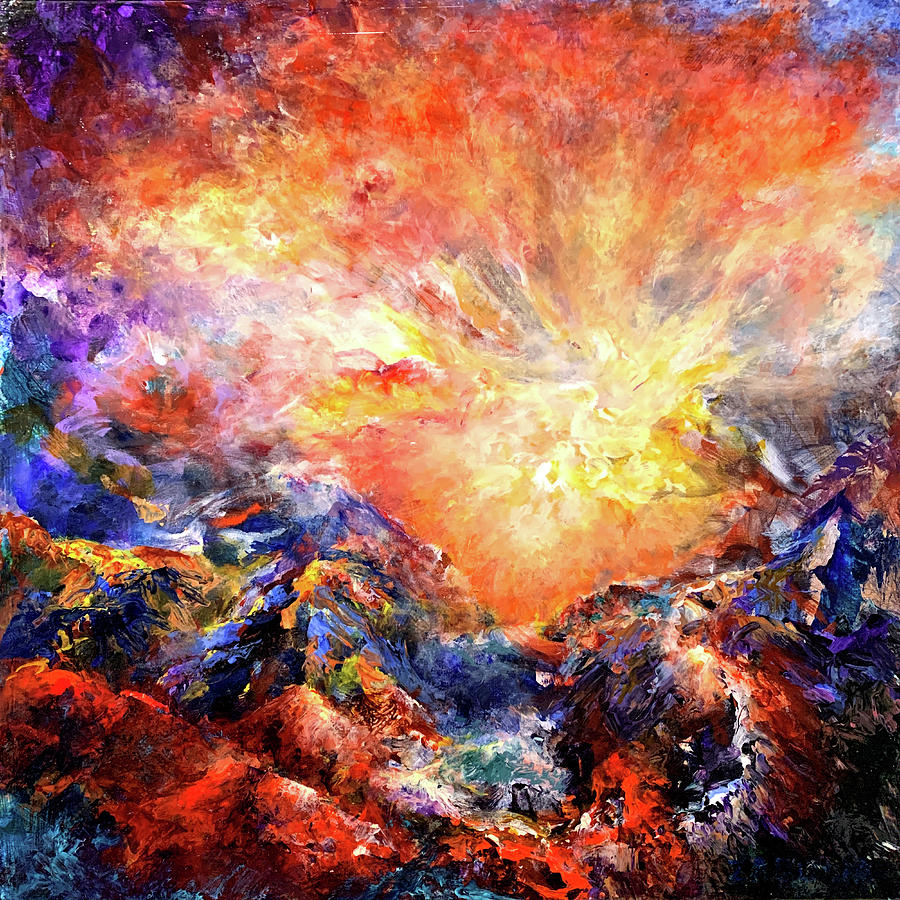 Nature Painting - Sunrise over the Mountain  by Juri Zadolia