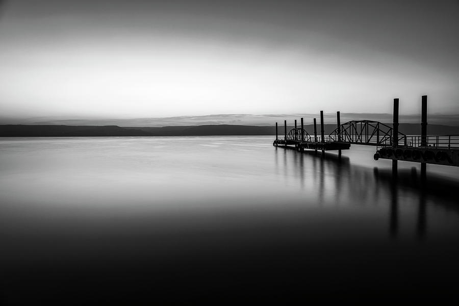 Sunrise over the Sea of Galilee BW  Photograph by Dubi Roman