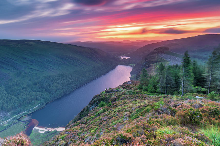 Sunrise Over The Upper and Lower Lake, Glendalough, Co Wicklow Photograph by Adrian Hendroff