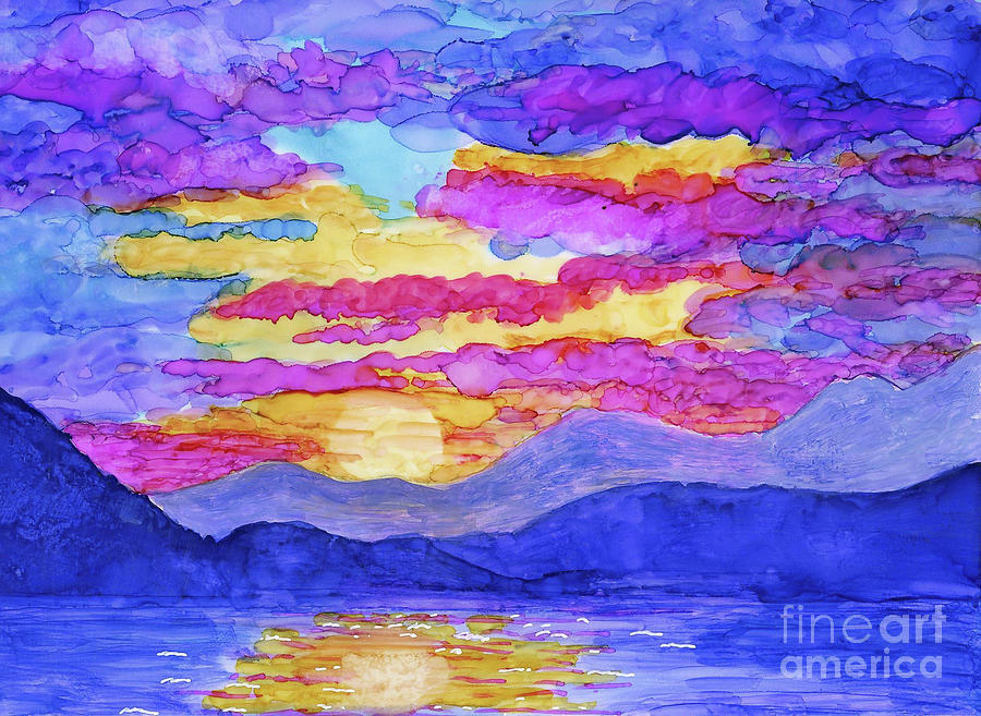 Sunrise over Turnagain Arm Painting by Julie Greene-Graham