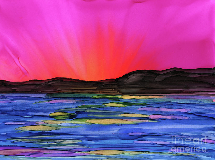 Sunrise over water Painting by Julie Greene-Graham