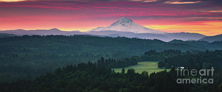 Sunrise panorama Mt Hood, Oregon Photograph by Henk Meijer Photography