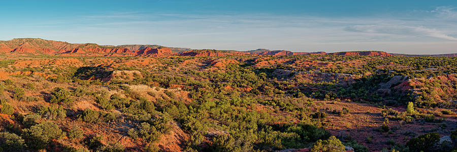 Sunrise Panorama of Caprock Canyons State Park - Quitaque Texas Panhandle Photograph by Silvio Ligutti