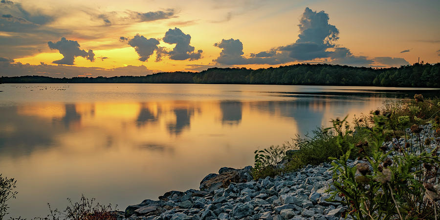 Fayetteville Arkansas Photograph - Sunrise Panorama Over Lake Fayetteville Arkansas by Gregory Ballos