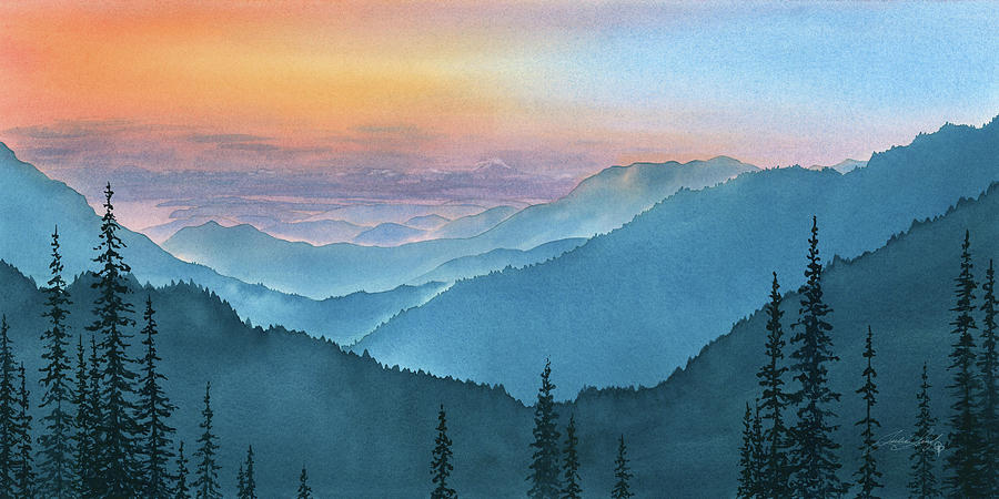 Sunrise Peak at Sunset Painting by Julie Senf