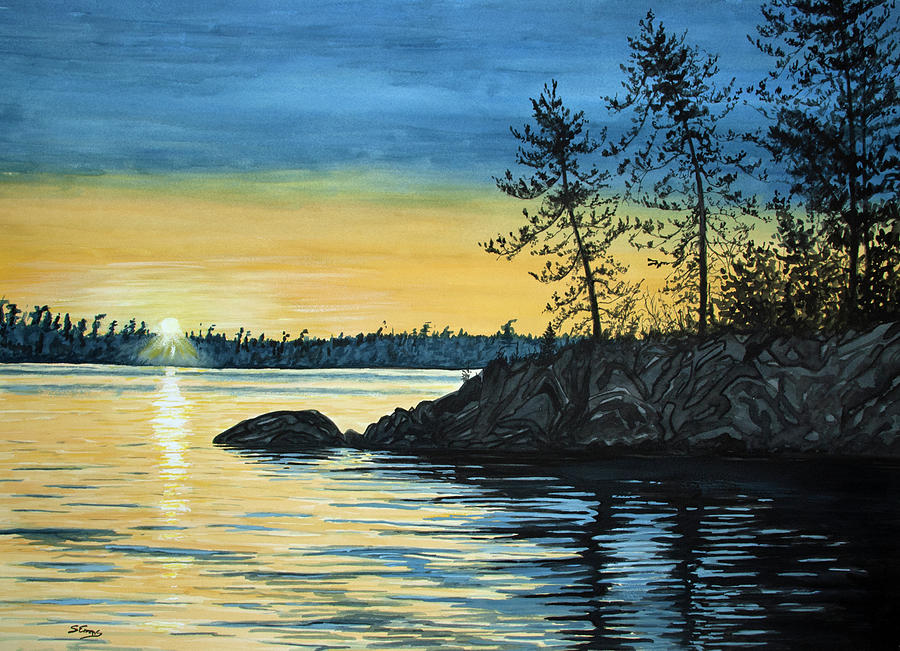 sunrise lake painting