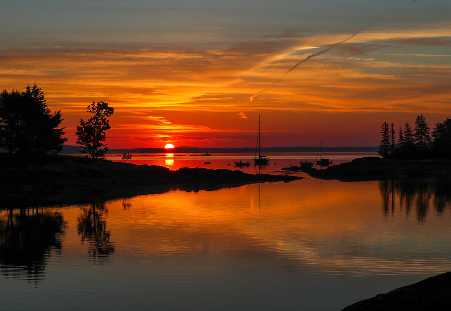 Sunrise Reflection in Blue Hill Photograph by Anne Devereaux Fine Art