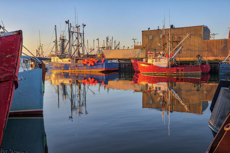 Sunrise Reflections at the Port of New Bedford Photograph by Juergen Roth