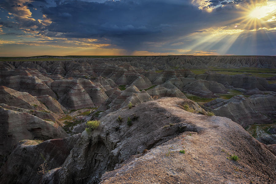 Sunrise Storm Breaking over the Badlands Photograph by Kristen Wilkinson