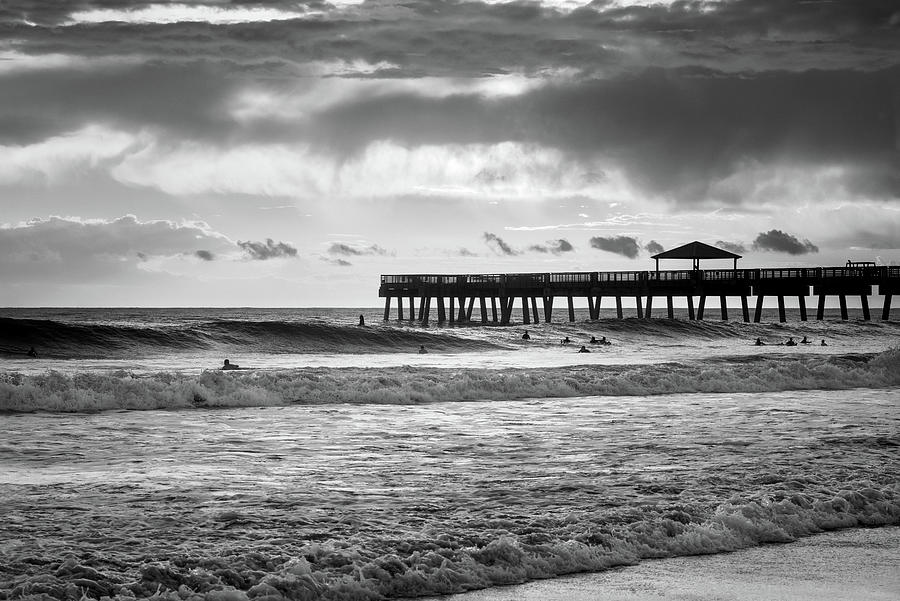 Sunrise Surfers Black and White Photograph by Laura Fasulo
